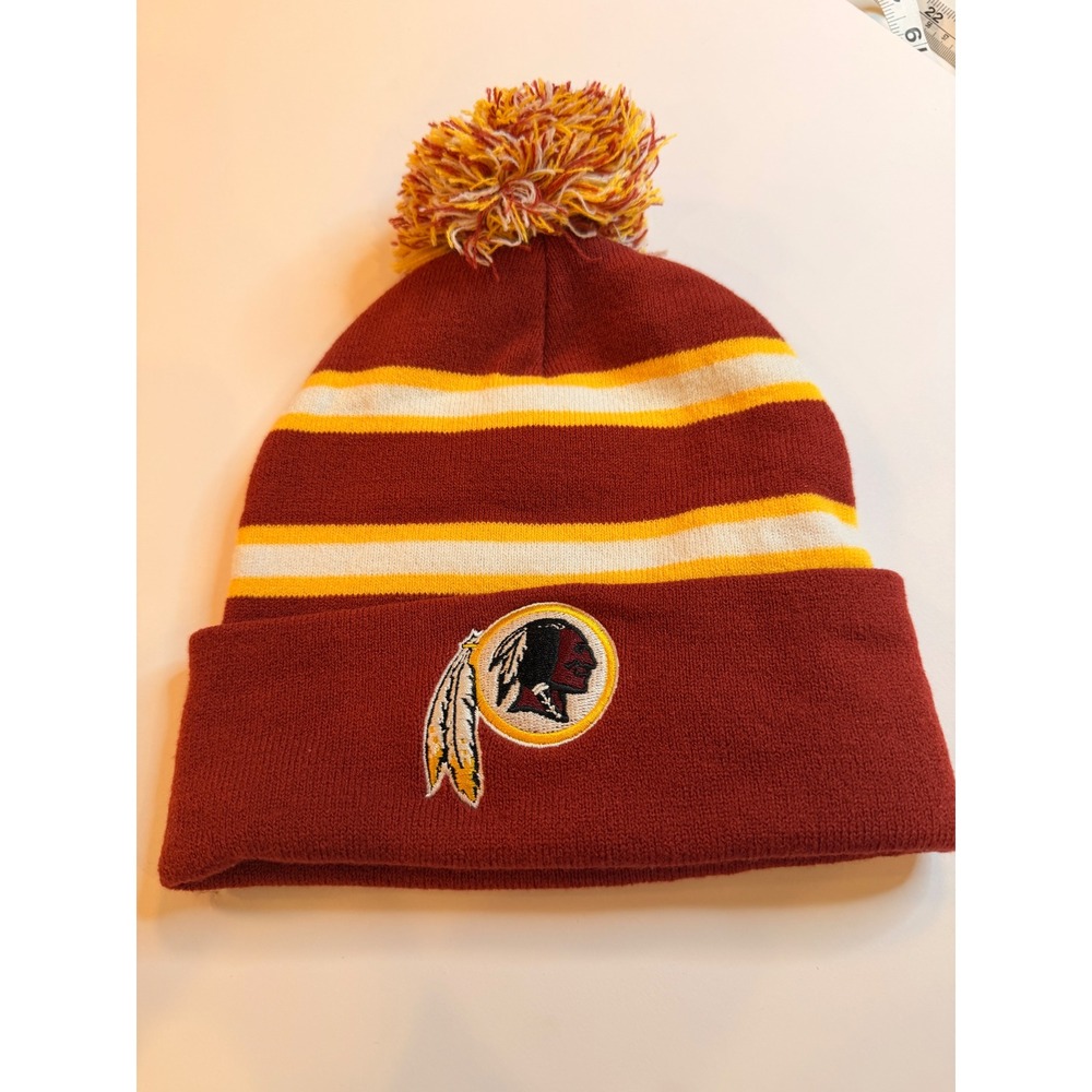 Washington Redskins Knit Beanie Hat Pom Burgundy Gold Striped Inova NFL Football